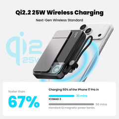 A Photo Of SHARGE ICEMAG 3 - 10000mAh 25W Qi2.2 Magnetic Power Bank