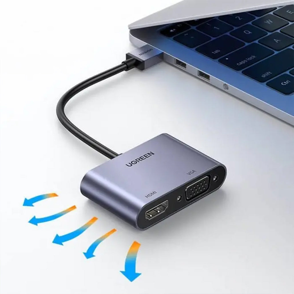 A Photo Of Ugreen USB 3.0 to HDMI & VGA Converter Adapter – 1080P Full HD, Aluminum Case, High-Speed Display Expansion