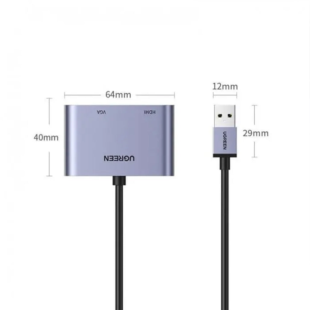 A Photo Of Ugreen USB 3.0 to HDMI & VGA Converter Adapter – 1080P Full HD, Aluminum Case, High-Speed Display Expansion