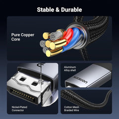 A Photo Of UGREEN DisplayPort to HDMI Cable 4K 60Hz – High-Performance DP to HDMI Adapter for Smooth Video & Audio Transmission