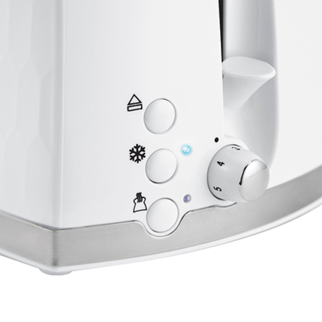 A Photo Of Russell Hobbs Honeycomb White 2 Slice Toaster – Extra Wide Slots