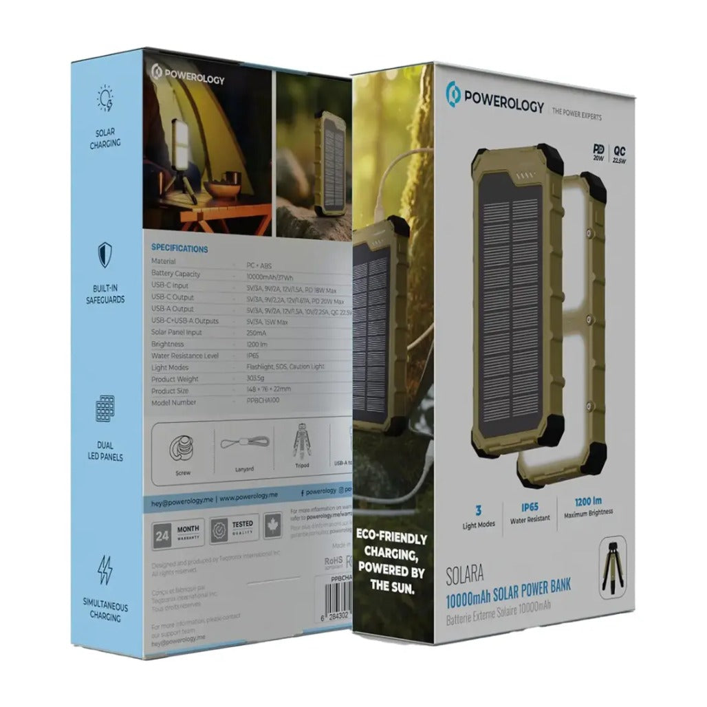 A Photo Of Powerology Solara Solar Power Bank - Khaki