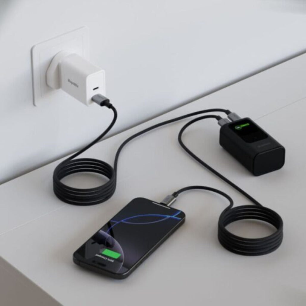 A Photo Of Blupebble PowerFlow PD 66W USB-A to USB-C Cable - 1.2m/3.9ft - BP-USBA2C1.2M66W-BK