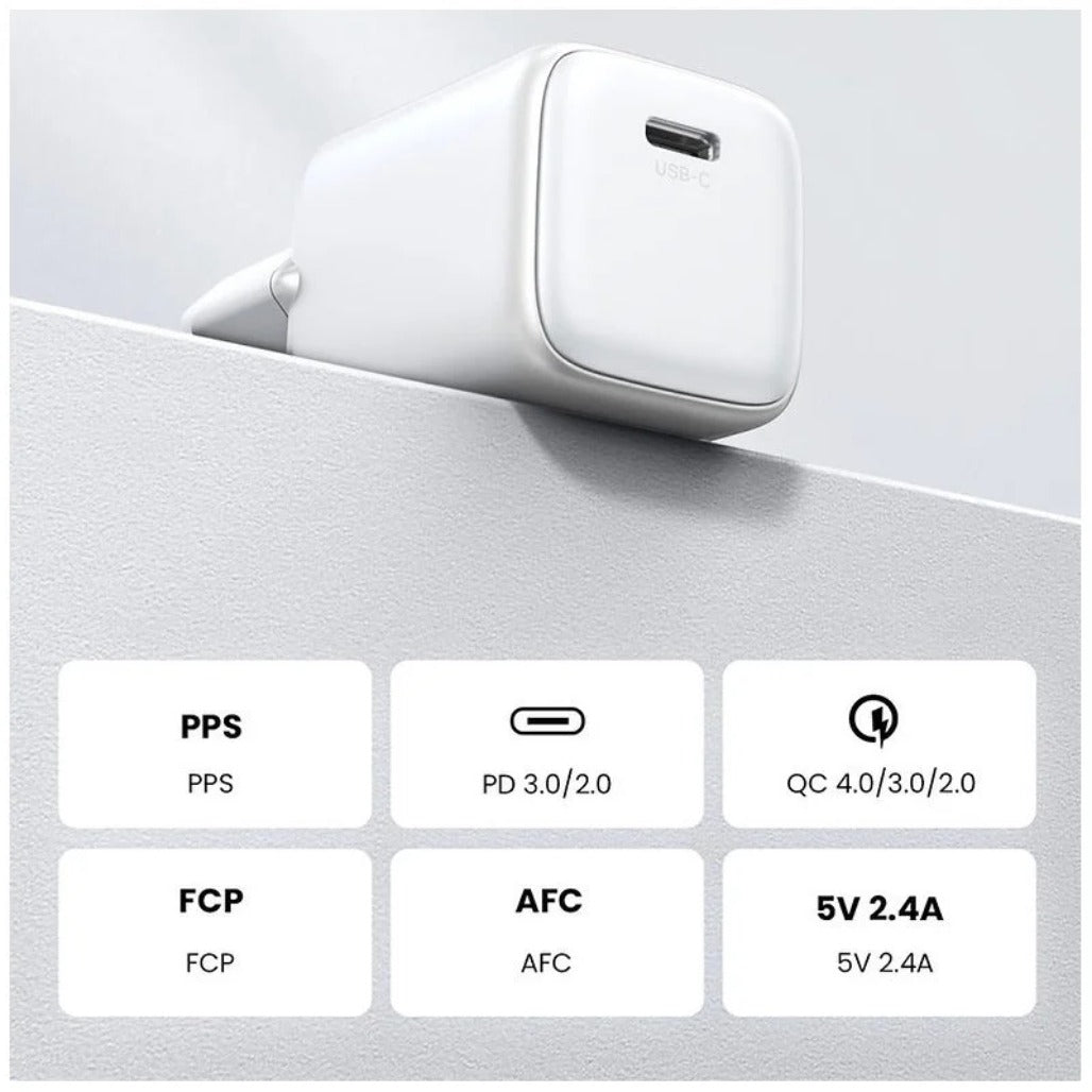 A Photo Of Ugreen 20W GaN Tech Chip - Smart & Fast Charger for Phones, Tablets, iPads