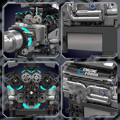 A Photo Of Mould King Motorized British Luxury V12 Engine Building Toy Set - 733 Pieces - 10205
