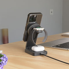 A Photo Of Blupebble 3 in 1 Qi2 Wireless Foldable MagSafe Charging Stand