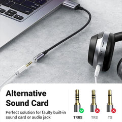 A Photo Of UGREEN USB to 3.5mm Audio Adapter – External USB Sound Card with DAC, TRRS Mic Support, Hi-Res Stereo Headphone Converter for PS5, PS4, Switch, PC, Laptop, Mac, and More