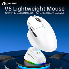 A Photo Of ATTACK SHARK V6 Ultra-Light Tri-Mode Gaming Mouse
