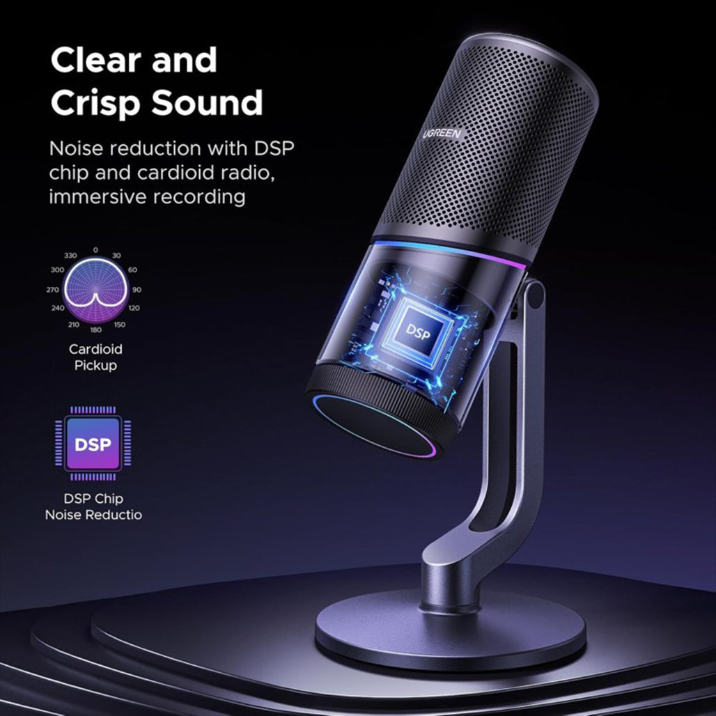 A Photo Of UGREEN USB Microphone for PC with RGB Lights