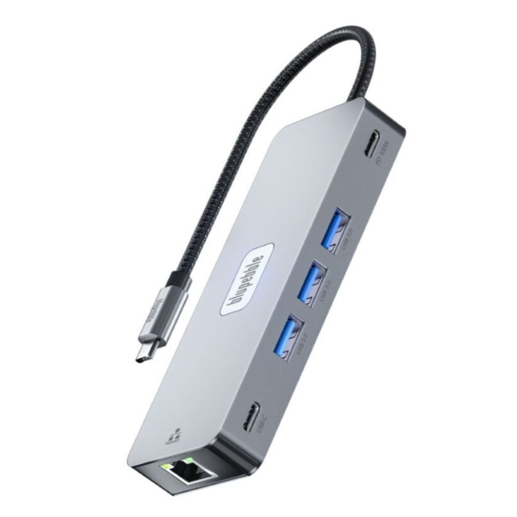 A Photo Of Blupebble C10 Multi Hub 4K | Ultra HD - 10 in 1 Aluminum USB-C Hub - BP-C10USBCHUB10IN1-GY-SD26-J