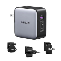 A Photo Of Ugreen 65W GaN Travel Charger – 3-Port Fast Charging Adapter with International Plugs