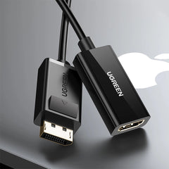 A Photo Of UGREEN DisplayPort to HDMI Adapter Cable (Male to Female) – 4K@30Hz, Unidirectional, 25cm, Black