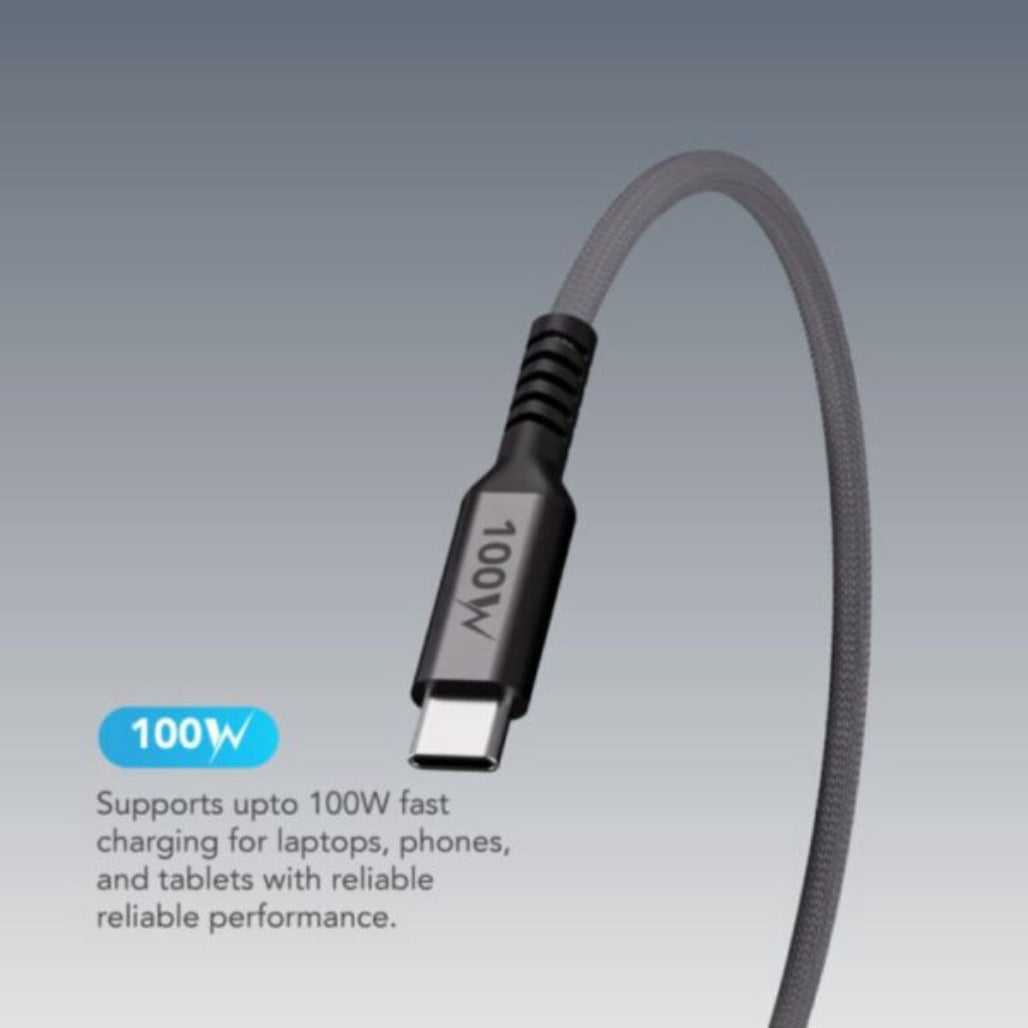 A Photo Of Blupebble PowerFlow 3in1 PD 100W USB-C to USB-C - BP-PFUSBC1.2M100W-BK-SD26-J