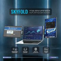 Powerology SkyFold 14" Dual Display Laptop Monitor - Black