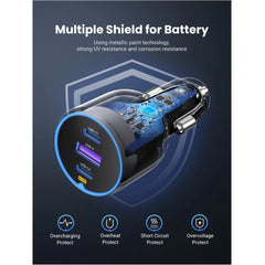 A Photo Of Ugreen 75W Dual Type-C 1x USB Ports Metal Car Charger - 35024