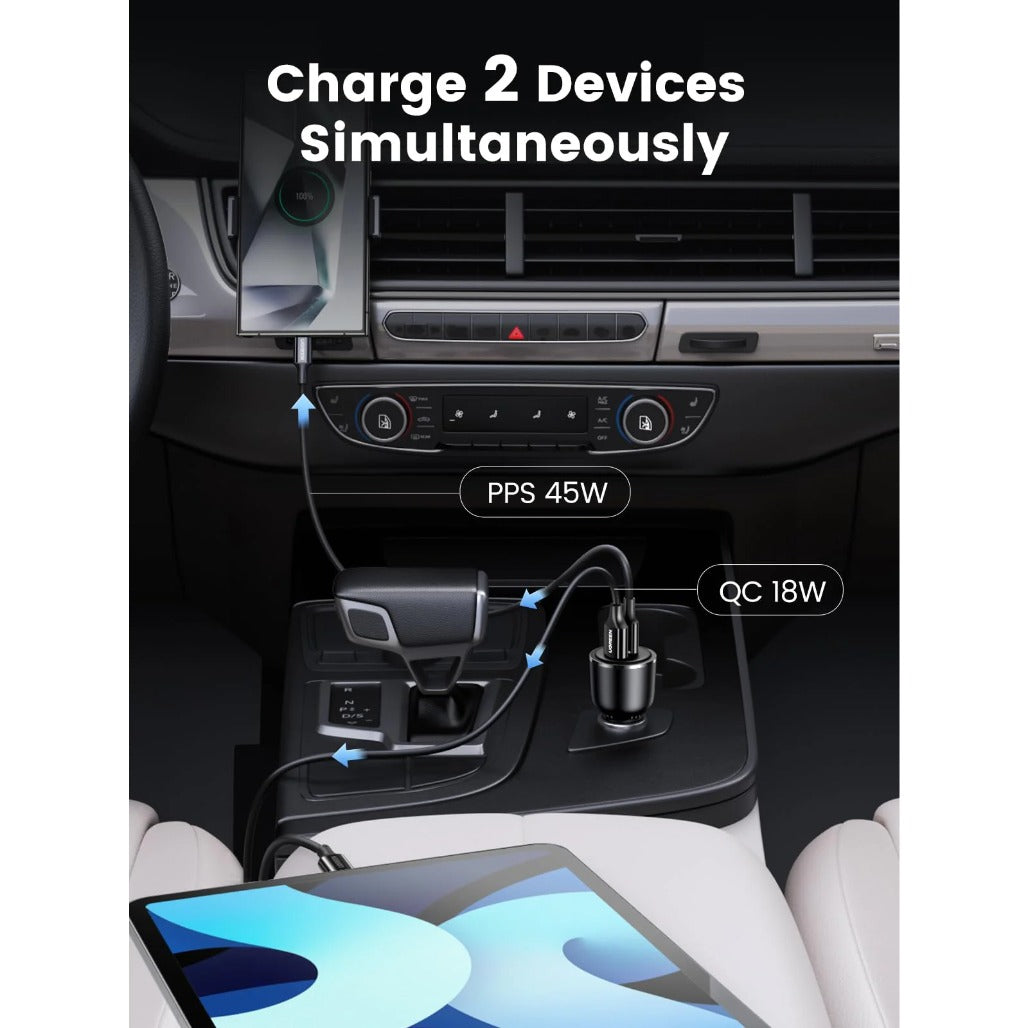 A Photo Of Ugreen 63W USB C Car Charger Adapter