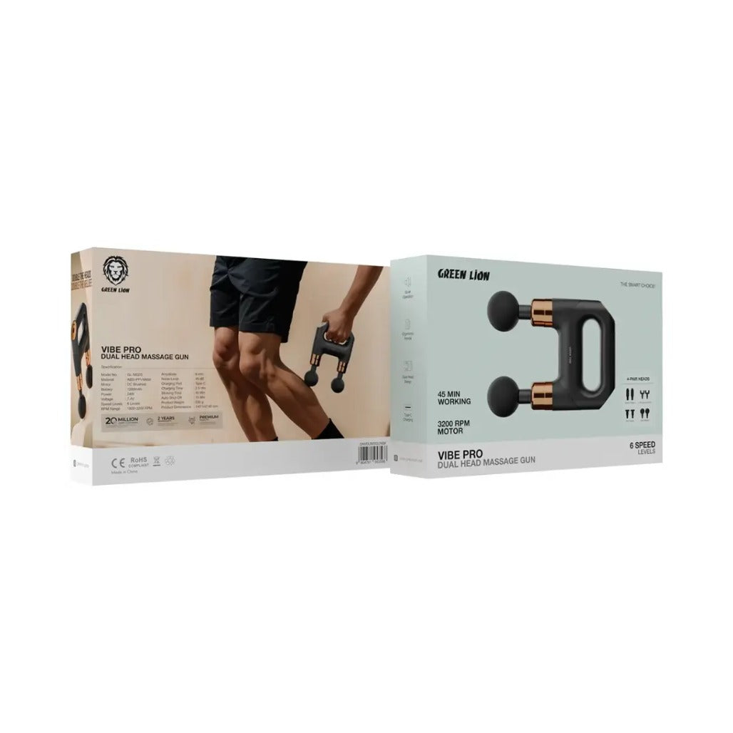 A Photo Of Green Lion Vibe Pro Dual Head Massage Gun - Black