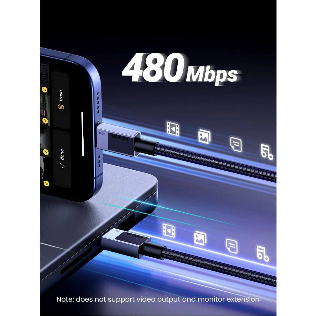 A Photo Of Ugreen USB C to USB C Cable 100W PD Fast Charging
