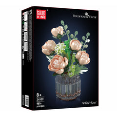 A Photo Of Mould King White Rose Flower Bouquet Building Toy Set - 981 Pieces - 24109