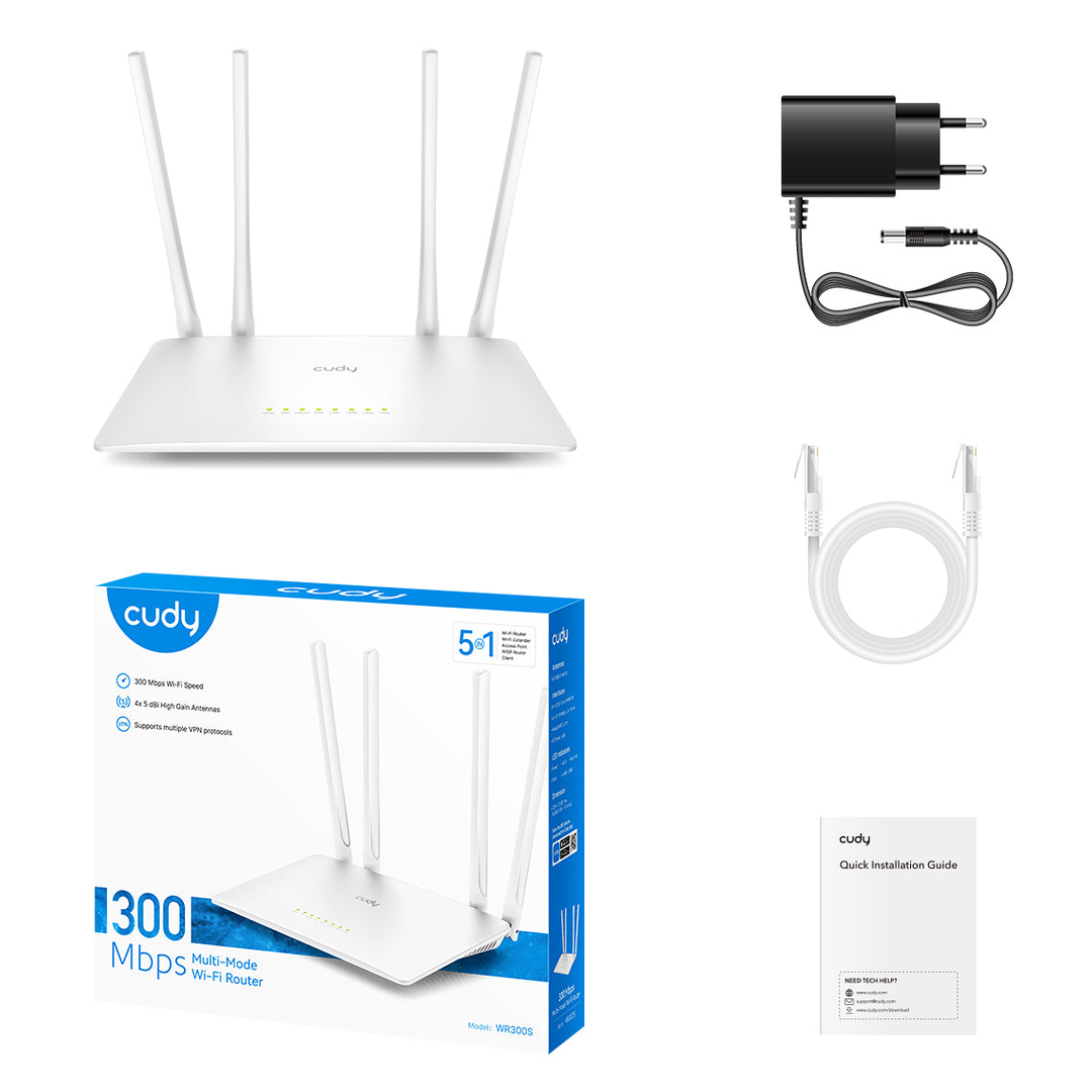 A Photo Of Cudy WR300S 1.0 - 300 Mbps Multi-Mode Wi-Fi Router