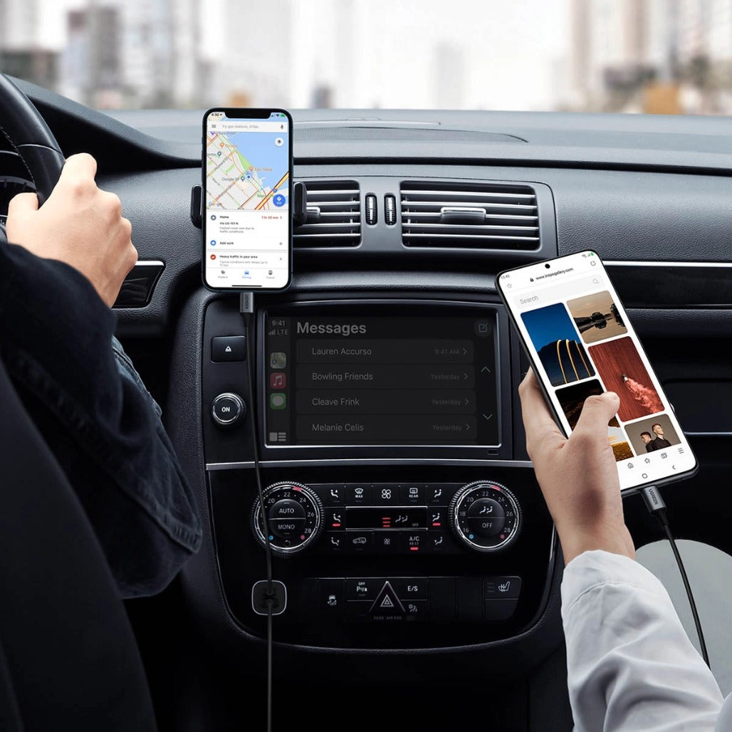 A Photo Of Ugreen 40858 30W USB C Car Charger Dual Port PD3.0 QC3.0 Fast Charging