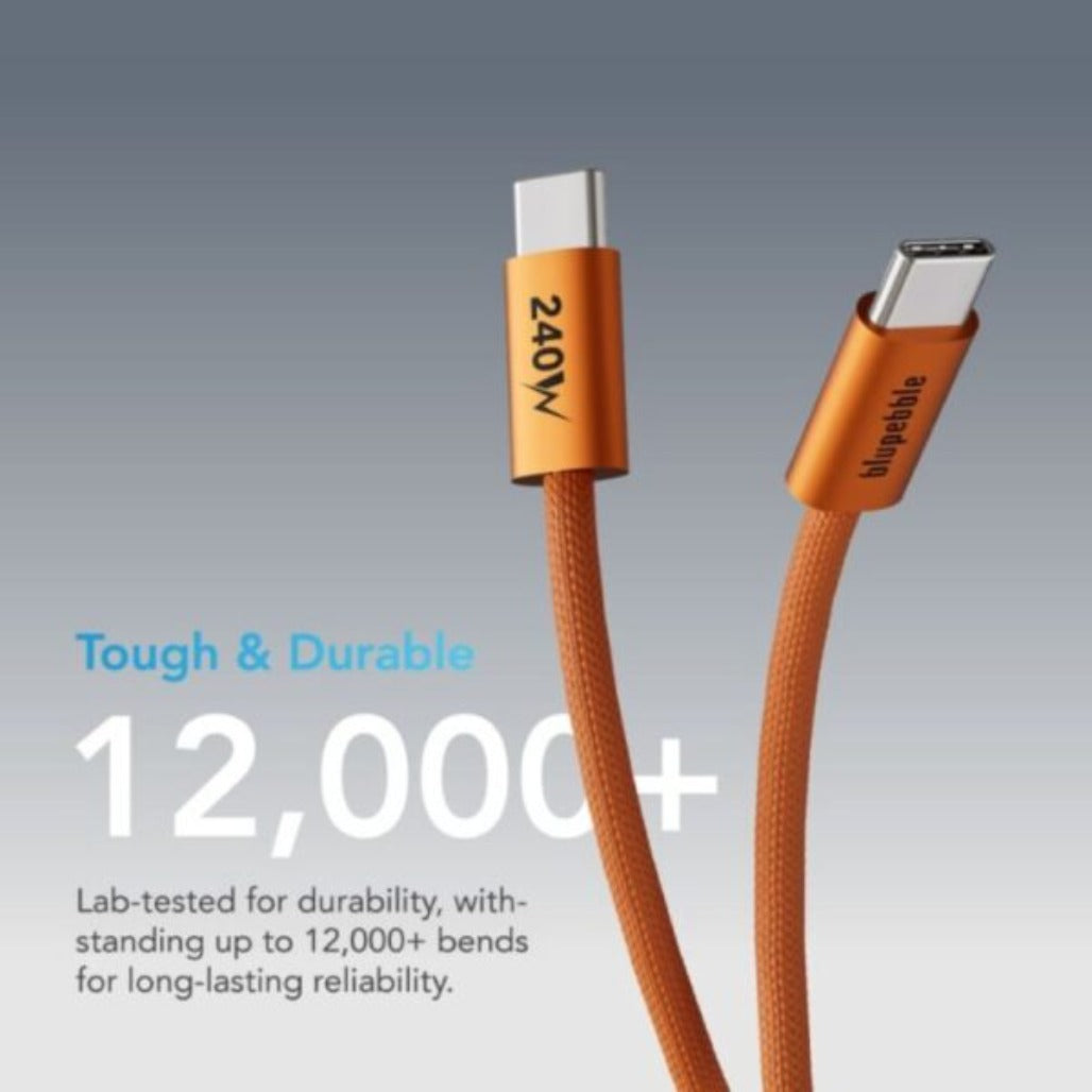 A Photo Of Blupebble PowerFlow PD 240W USB-C to USB-C Charge & Sync Braided Cable