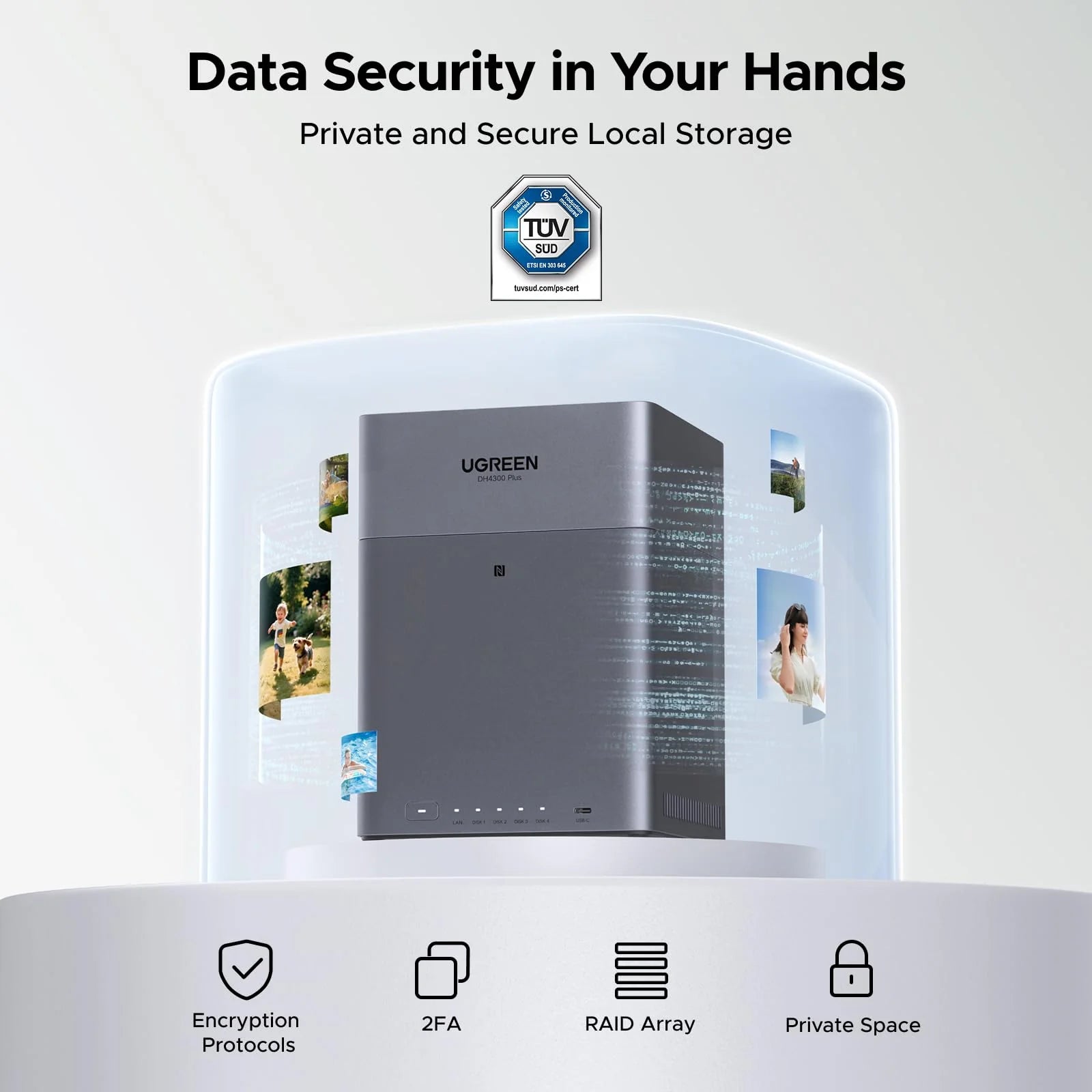 A Photo Of UGREEN DH4300 Plus - Diskless 4-Bay NAS Storage Network Attached Enclosure - 120TB