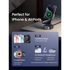 A Photo Of Ugreen 35316 MagFlow 2-in-1 Wireless Charger (Qi2 15W, MagSafe Compatible, Foldable)