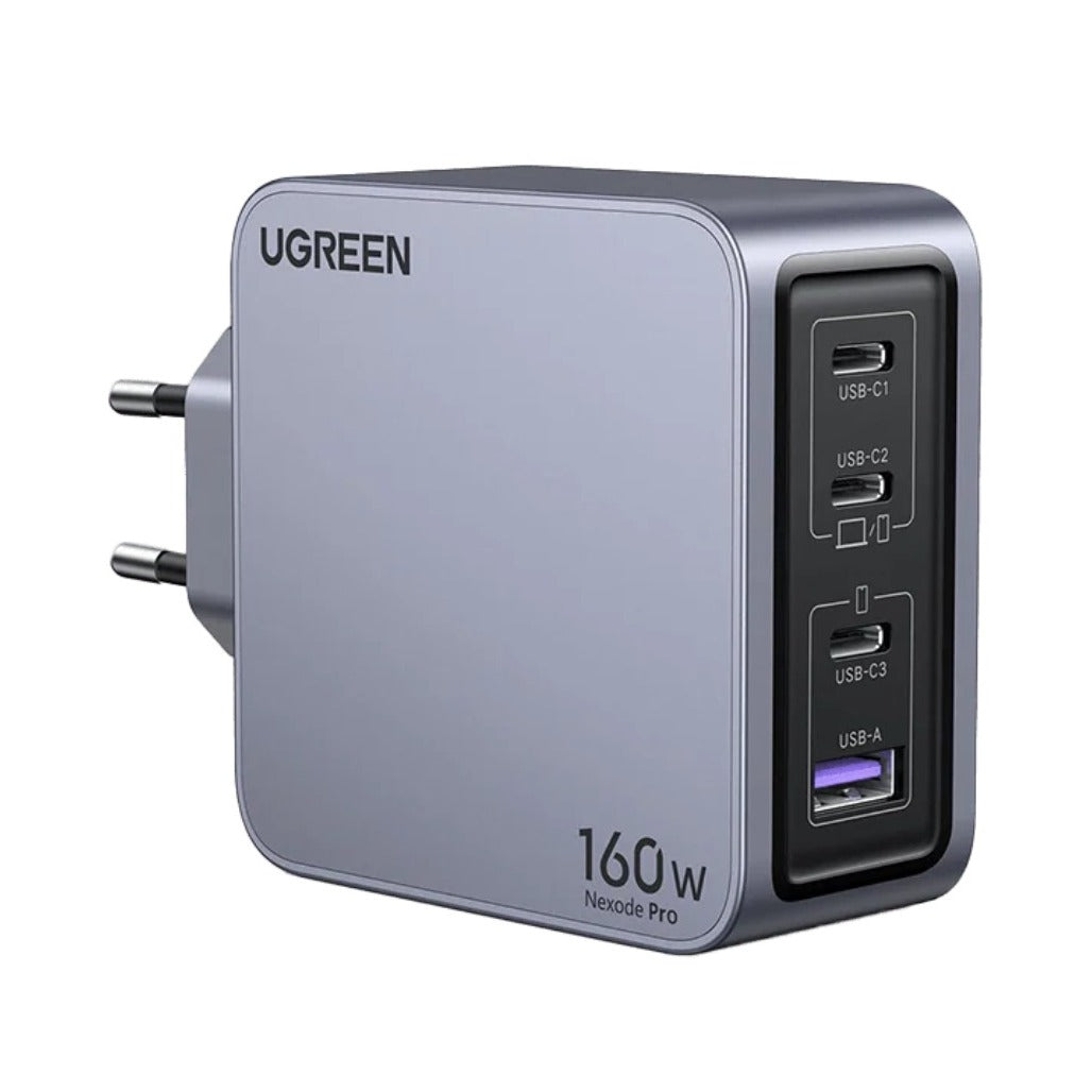 A Photo Of Ugreen Nexode Pro 160W GaN Mini Fast Charger - 4-Port USB-C & USB-A Power Adapter