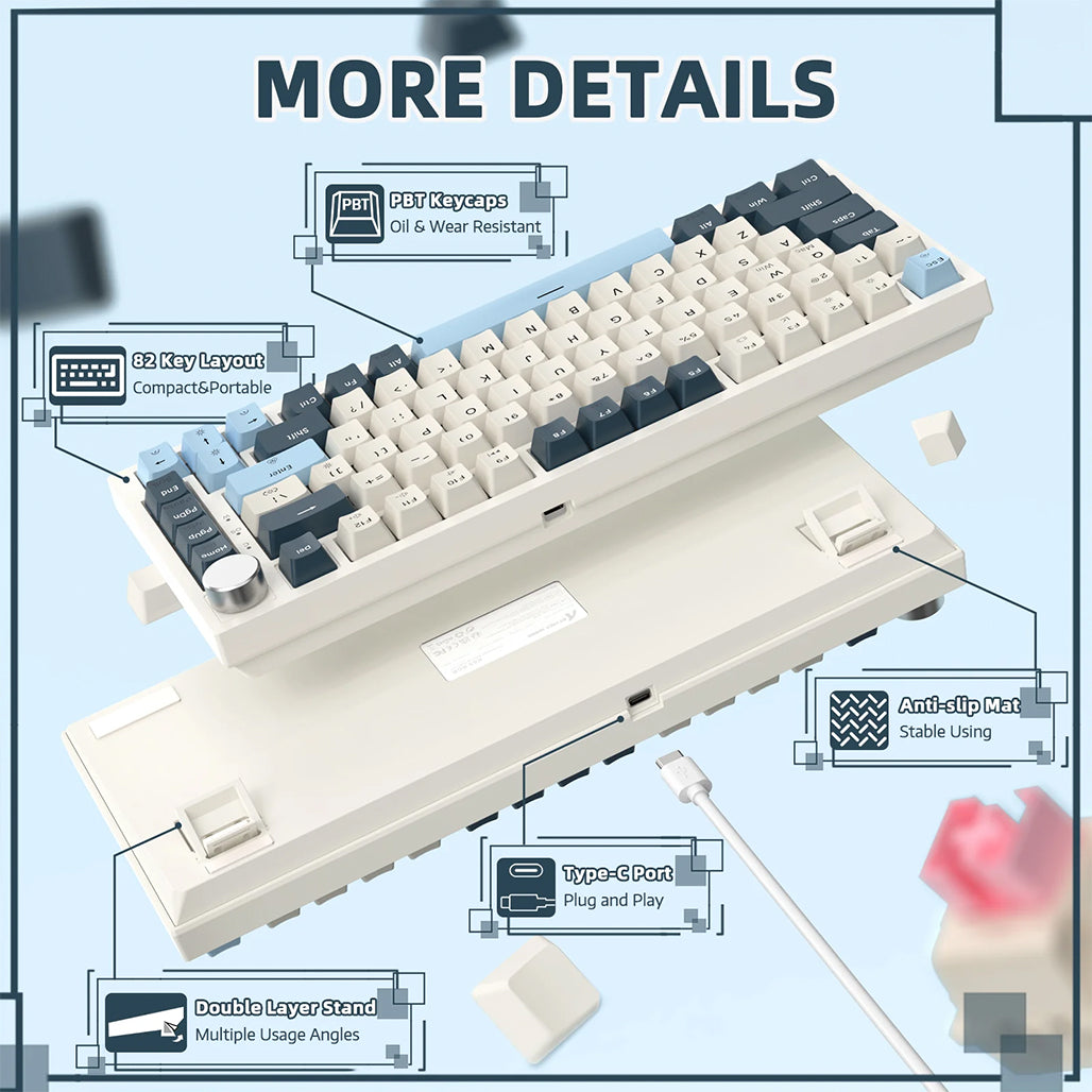 A Photo Of ATTACK SHARK K85 Rapid Trigger Keyboard 75% Wired Magnetic Switch RGB Gaming