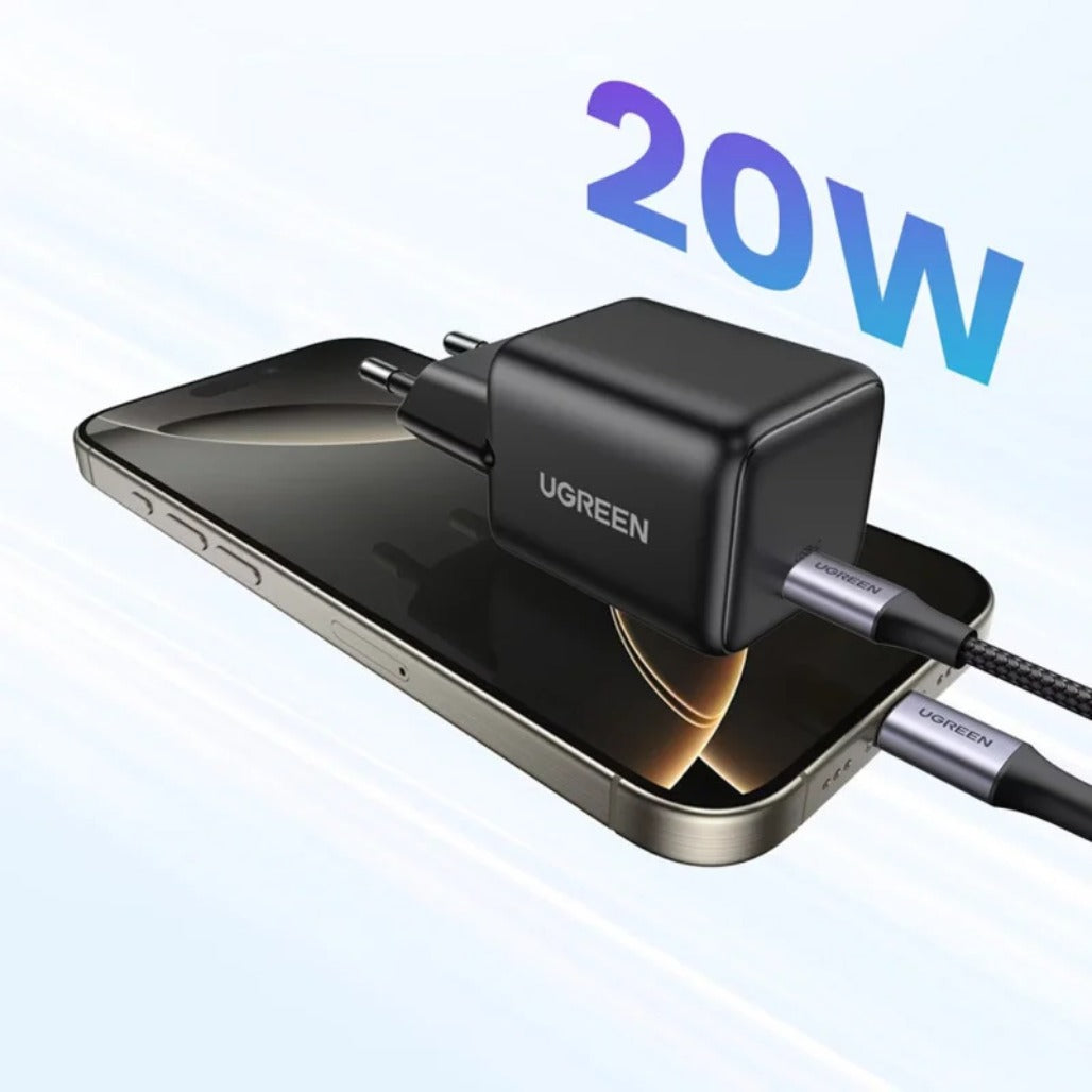 A Photo Of Ugreen 20W GaN Tech Chip - Smart & Fast Charger for Phones, Tablets, iPads