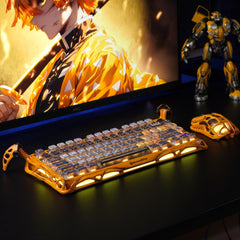 A Photo Of GravaStar Mercury K1 Pro Wireless Mechanical Gaming Keyboard – 75% Layout, Yellow Handcrafted Battle-Worn Design, RGB, Tri-Mode, Kailh Speedy Mint Switches