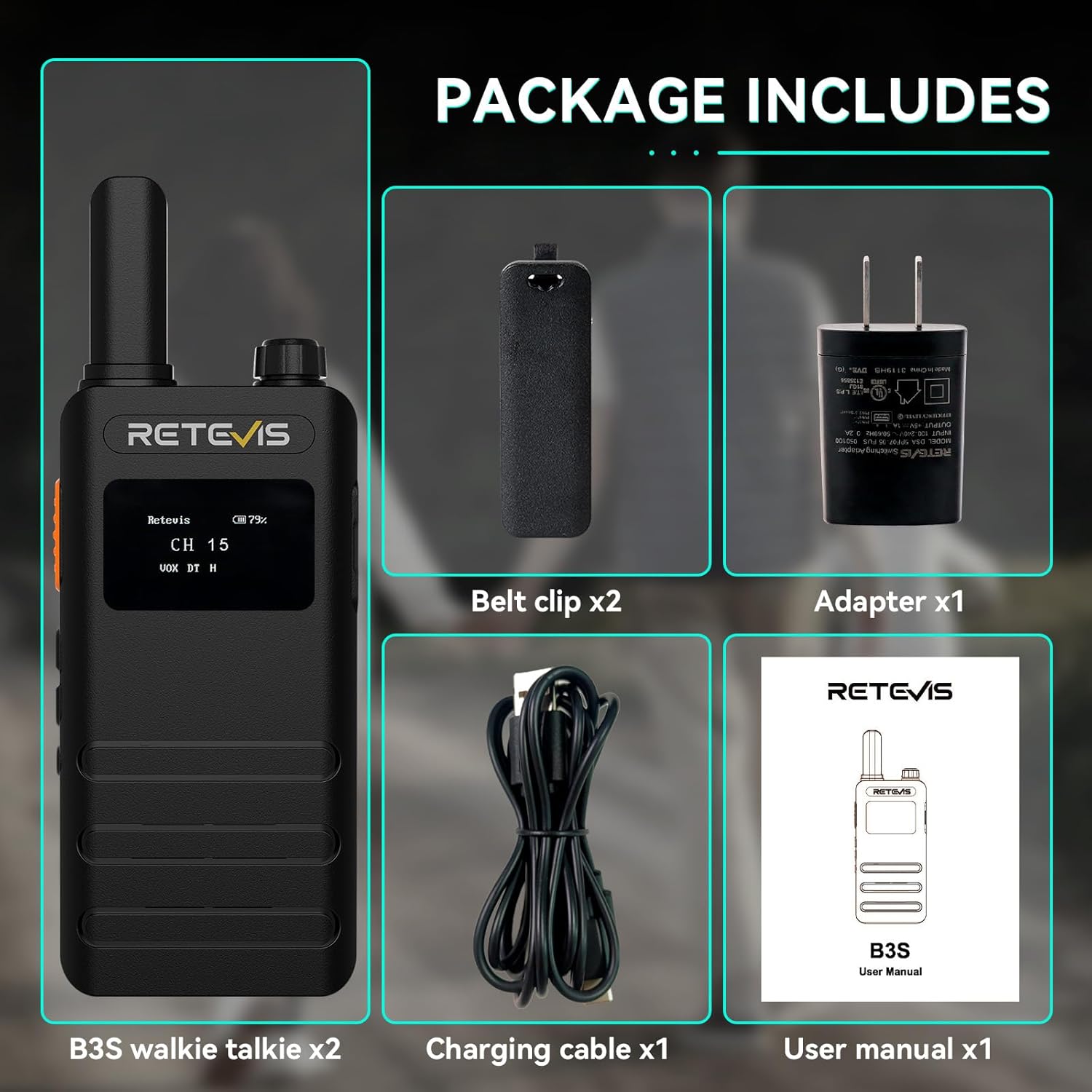 A Photo Of Retevis B3S - Ultra-Thin Portable FRS Handheld Radio with LCD Display
