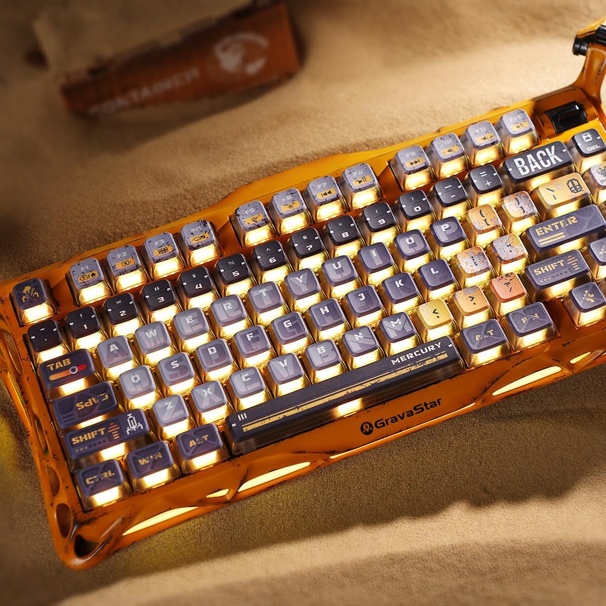 A Photo Of GravaStar Mercury K1 Pro Wireless Mechanical Gaming Keyboard – 75% Layout, Yellow Handcrafted Battle-Worn Design, RGB, Tri-Mode, Kailh Speedy Mint Switches