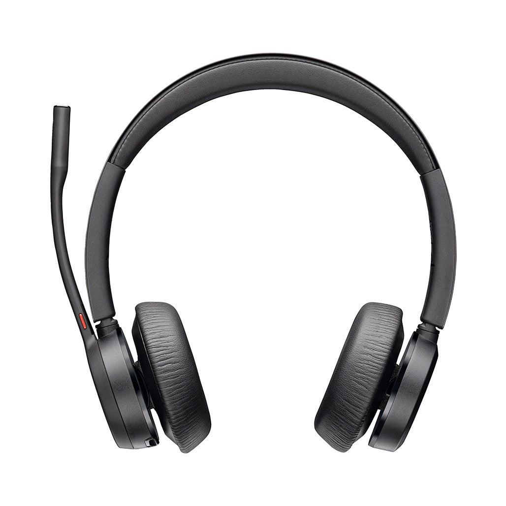 A Photo Of Poly Voyager 4320 Microsoft Teams Certified Wireless Headset with BT700 USB Adapter & Charging Stand