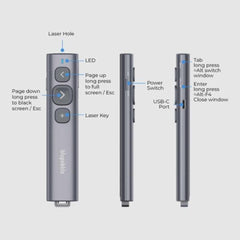 A Photo Of Blupebble Wand BT Remote Presenter - BP-WANDBT-GY-SD26-J