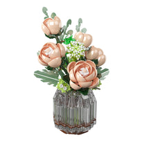 Mould King White Rose Flower Bouquet Building Toy Set - 981 Pieces - 24109