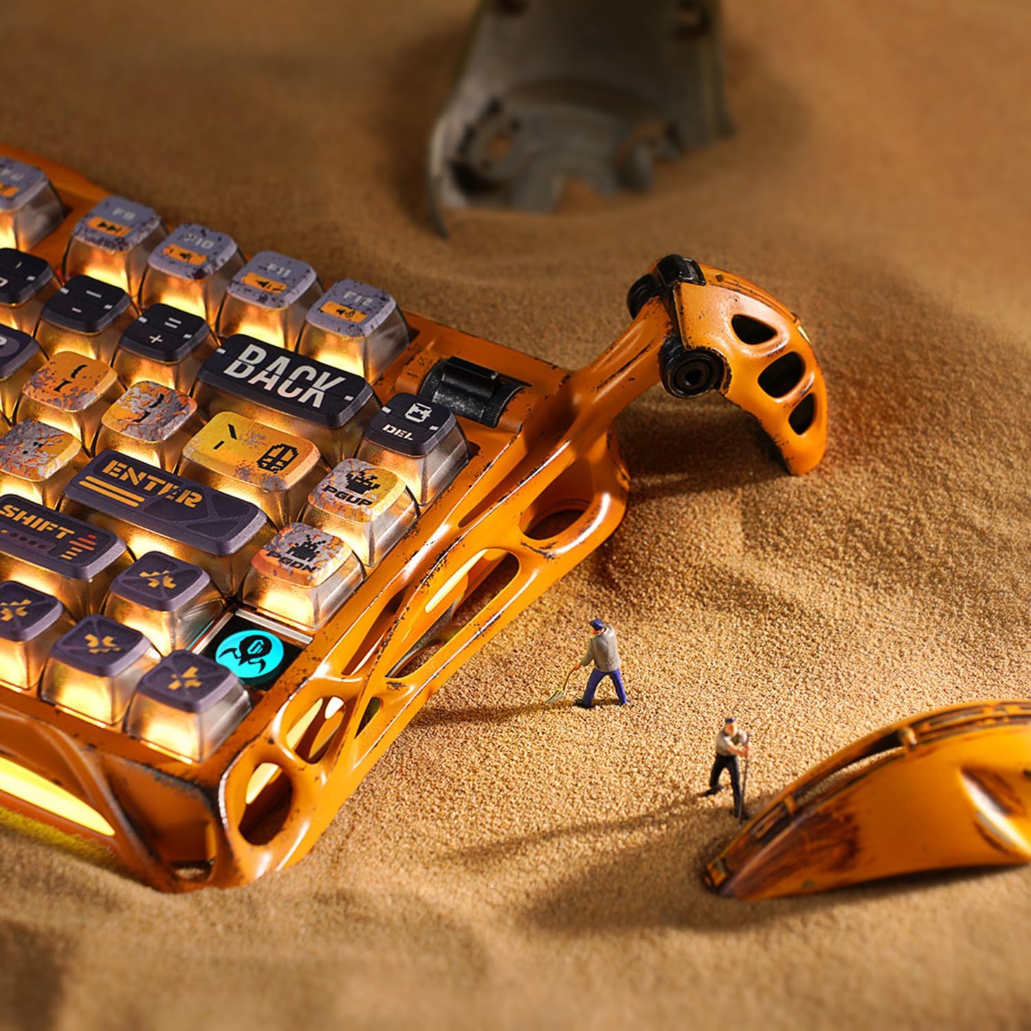 A Photo Of GravaStar Mercury K1 Pro Wireless Mechanical Gaming Keyboard – 75% Layout, Yellow Handcrafted Battle-Worn Design, RGB, Tri-Mode, Kailh Speedy Mint Switches