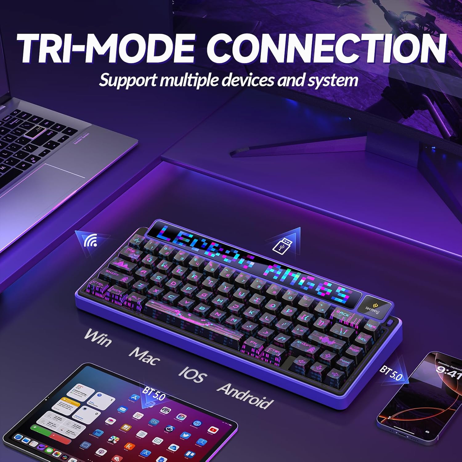 A Photo Of LEOBOG x AULA AMG 65 - Wireless Mechanical Keyboard - White