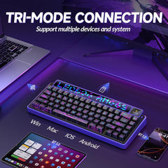 A Photo Of LEOBOG x AULA AMG 65 - Wireless Mechanical Keyboard - White
