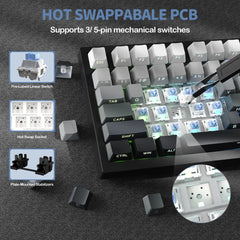 A Photo Of Attack Shark X820 Ultra 75% Tri-Mode Gasket Wireless Mechanical Gaming Keyboard