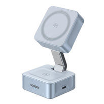 Ugreen 55960B MagFlow 2-in-1 Magnetic Wireless Charger - Qi2 25W MagSafe-Compatible Charging Stand