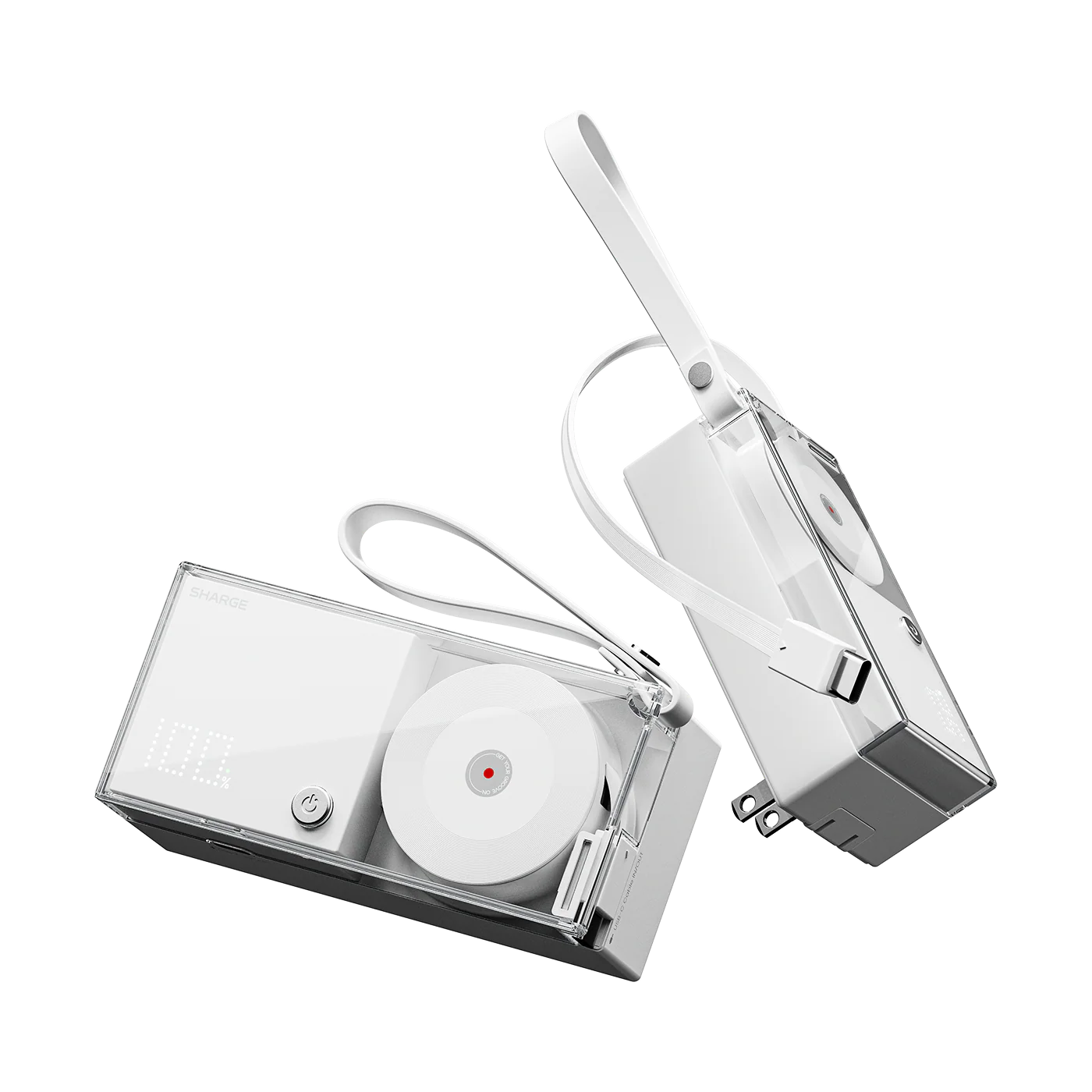A Photo Of SHARGE DISCHO Retractable 3-in-1 - 10000mAh 30W Hybrid Power Bank & Wall Charger