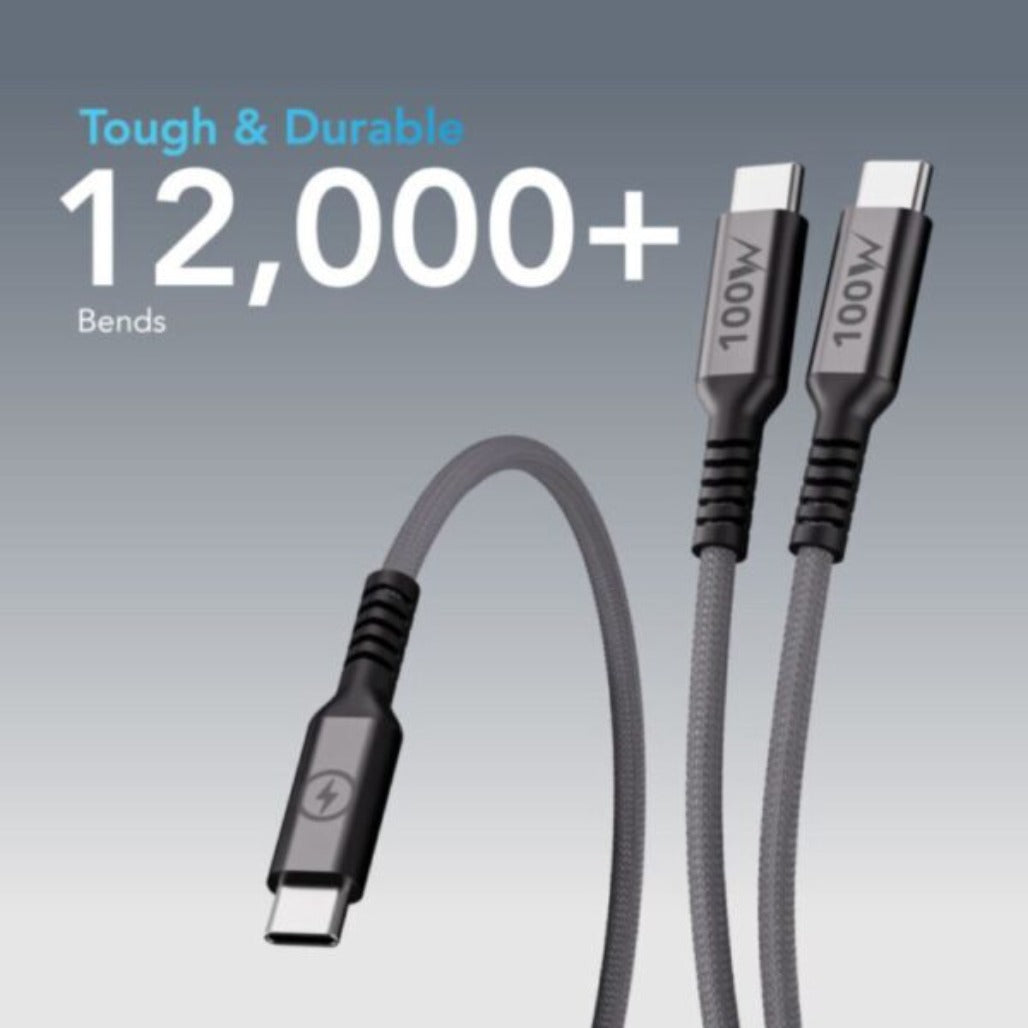 A Photo Of Blupebble PowerFlow 3in1 PD 100W USB-C to USB-C - BP-PFUSBC1.2M100W-BK-SD26-J