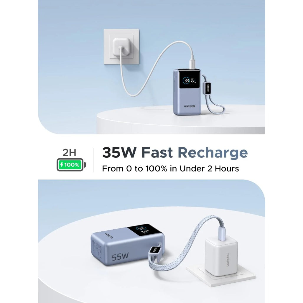 A Photo Of UGREEN Nexode Power Bank - 10000mAh, 55W, 2 Ports, Built-in Cable