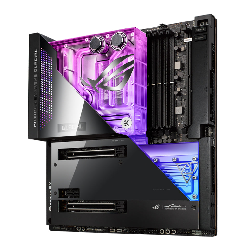 A Photo Of Asus ROG Maximus Z690 - Extreme Glacial Motherboard – EATX, DDR5, PCIe 5.0, WiFi 6E, Thunderbolt 4, EK Ultrablock Cooling