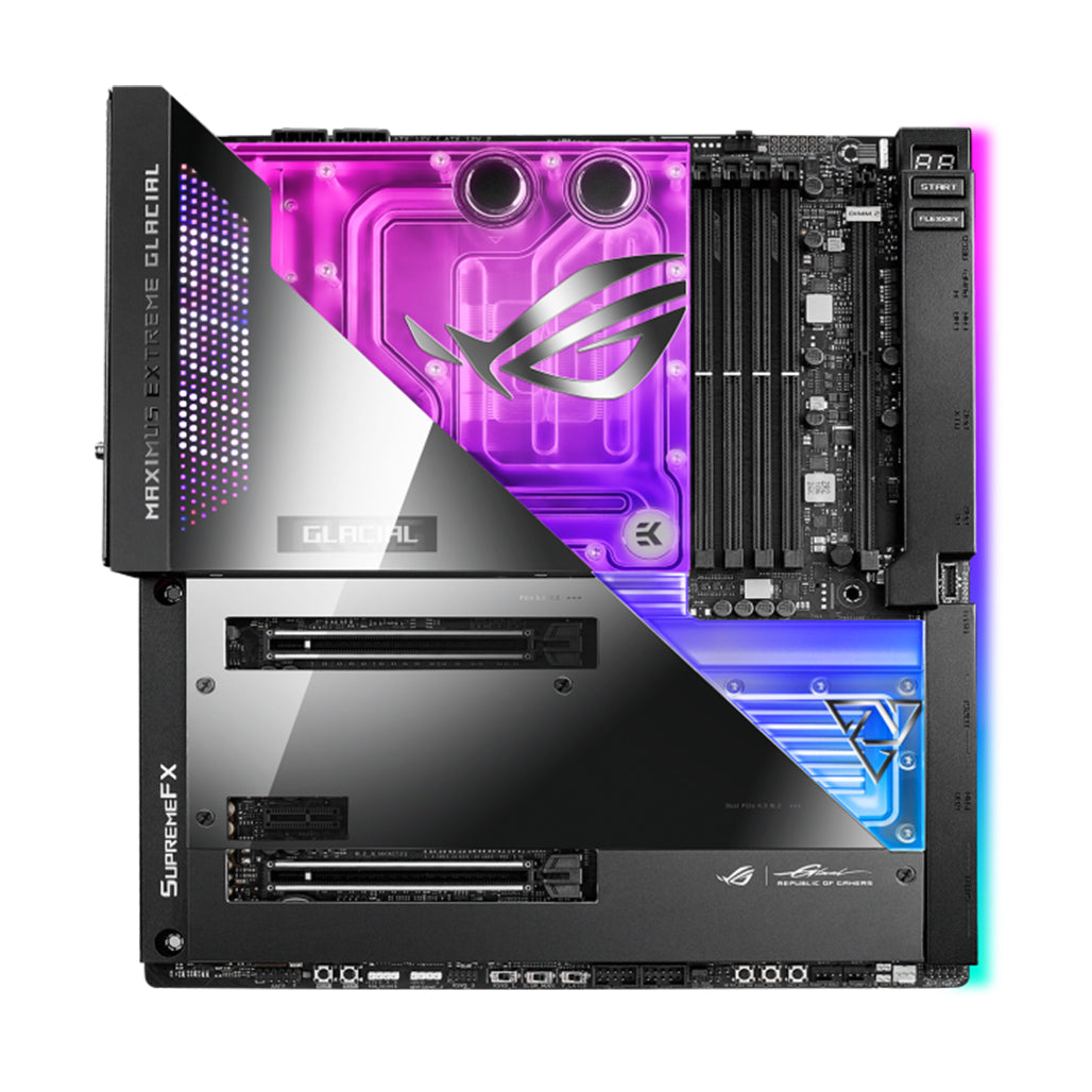 A Photo Of Asus ROG Maximus Z690 - Extreme Glacial Motherboard – EATX, DDR5, PCIe 5.0, WiFi 6E, Thunderbolt 4, EK Ultrablock Cooling