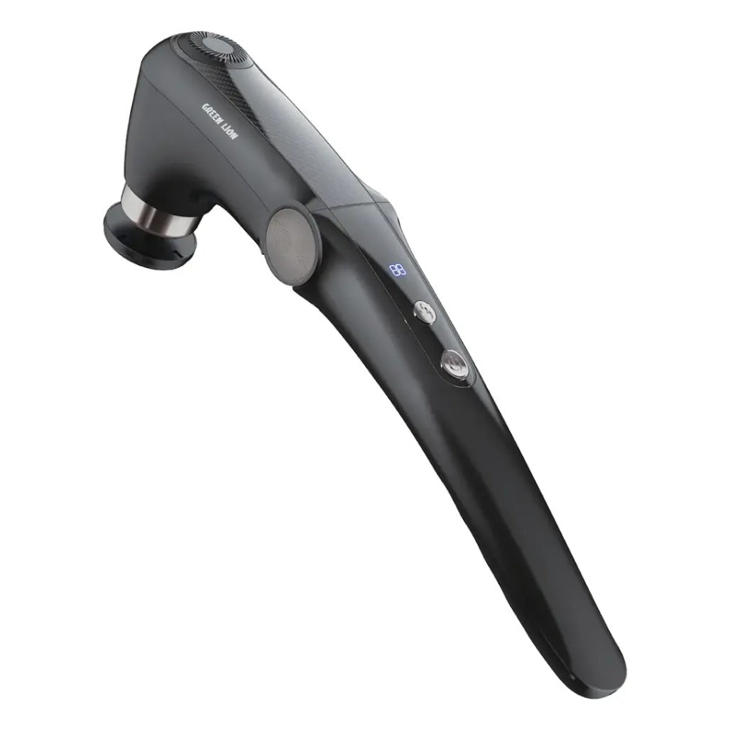 A Photo Of Green Lion Foldable Massage Gun with Long Handle & 45° Bend Adjustment - Black
