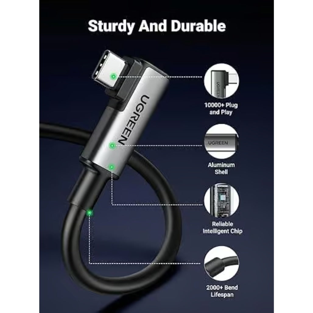 A Photo Of Ugreen 90629 Right Angle USB-C to USB-C Link Cable 5m 5GBPS