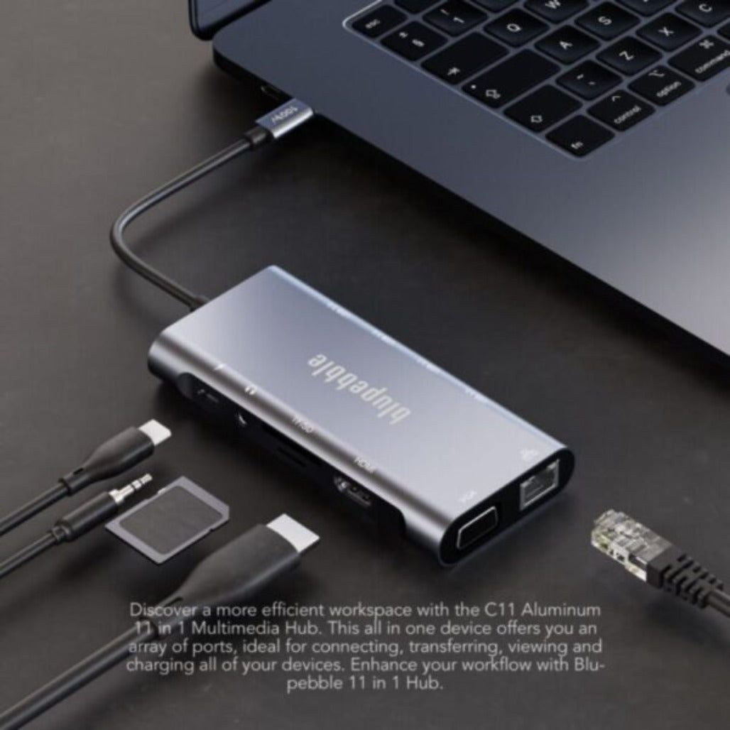 A Photo Of Blupebble C11 Multi Hub - BP-C11MULTIHUB11IN1-GY-SD26-J